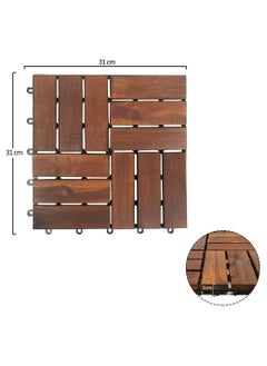 HOME TASTE Hometaste Set Of 10 Interlocking Hardwood Decking Tiles - Waterproof, Durable, And Stylish Flooring For Gardens, Patios, Balconies, Roof Terraces, And Offices  - Image 2