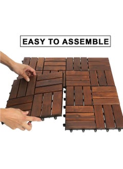 HOME TASTE Hometaste Set Of 10 Interlocking Hardwood Decking Tiles - Waterproof, Durable, And Stylish Flooring For Gardens, Patios, Balconies, Roof Terraces, And Offices  - Image 3