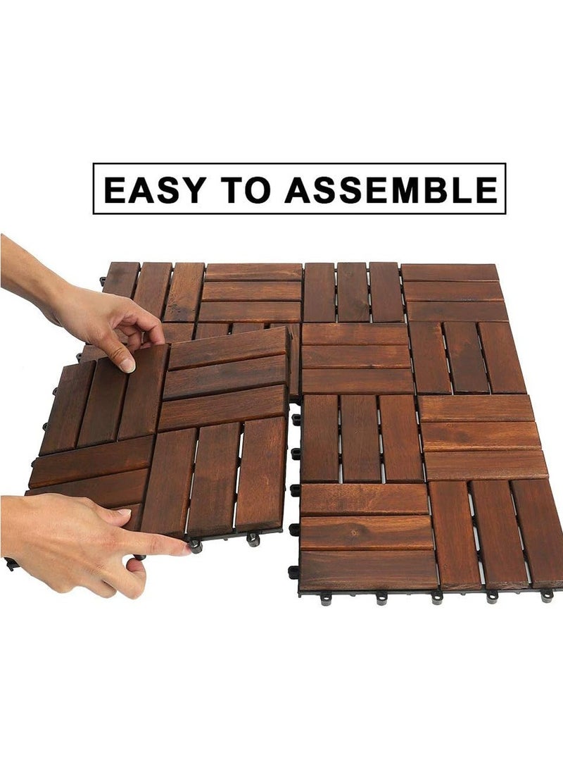 HOME TASTE Hometaste Set Of 10 Interlocking Hardwood Decking Tiles - Waterproof, Durable, And Stylish Flooring For Gardens, Patios, Balconies, Roof Terraces, And Offices  - Image 3