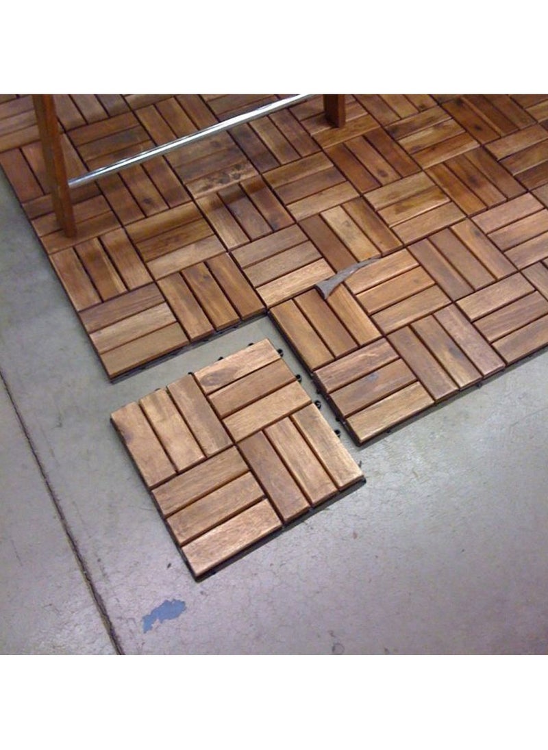 HOME TASTE Hometaste Set Of 10 Interlocking Hardwood Decking Tiles - Waterproof, Durable, And Stylish Flooring For Gardens, Patios, Balconies, Roof Terraces, And Offices  - Image 4