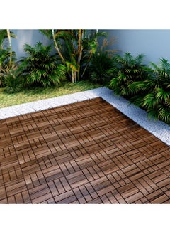 HOME TASTE Hometaste Set Of 10 Interlocking Hardwood Decking Tiles - Waterproof, Durable, And Stylish Flooring For Gardens, Patios, Balconies, Roof Terraces, And Offices  - Image 5