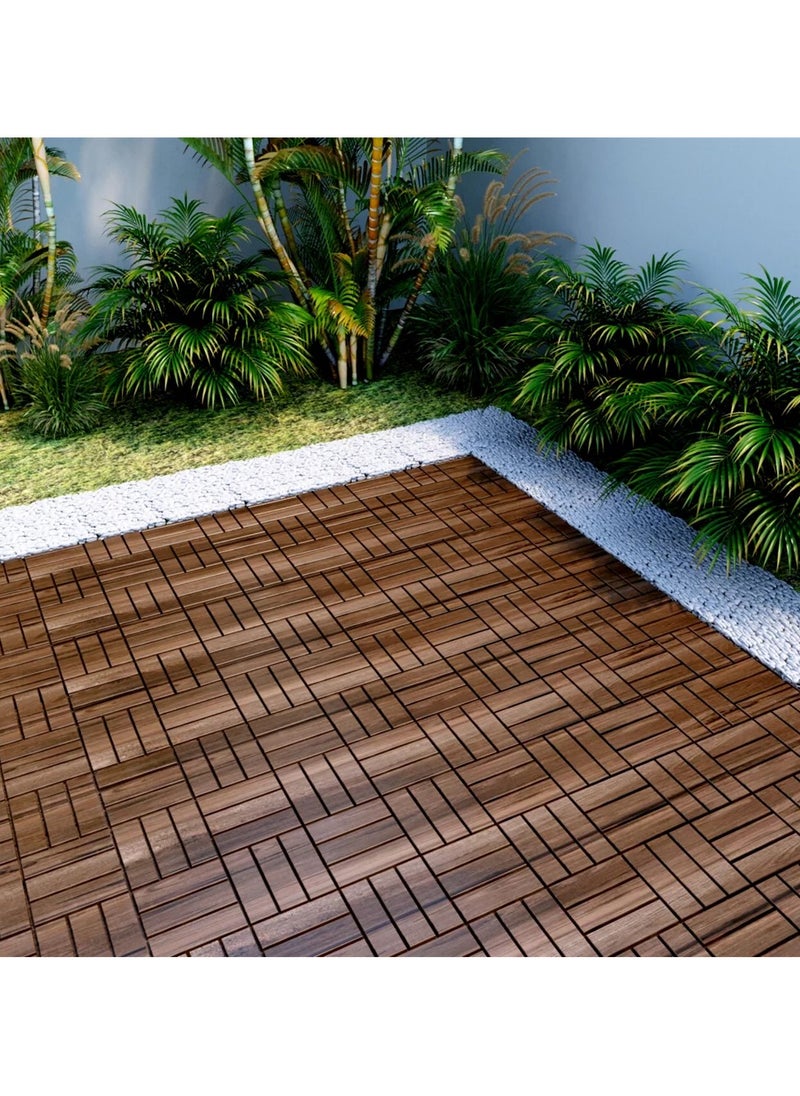 HOME TASTE Hometaste Set Of 10 Interlocking Hardwood Decking Tiles - Waterproof, Durable, And Stylish Flooring For Gardens, Patios, Balconies, Roof Terraces, And Offices  - Image 5