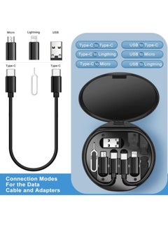 erorex USB Charging Adapter Cable Kit,USB charging cable storage box Conversion Set USB A & Type C to Male Micro/Type C/Lightning, Data Transfer, Card Storage, Tray Eject Pin, Phone Holder (blue)  - Image 3