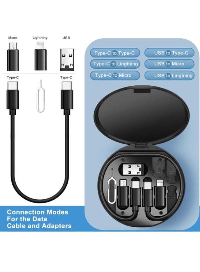 erorex USB Charging Adapter Cable Kit,USB charging cable storage box Conversion Set USB A & Type C to Male Micro/Type C/Lightning, Data Transfer, Card Storage, Tray Eject Pin, Phone Holder (blue) - Image 3