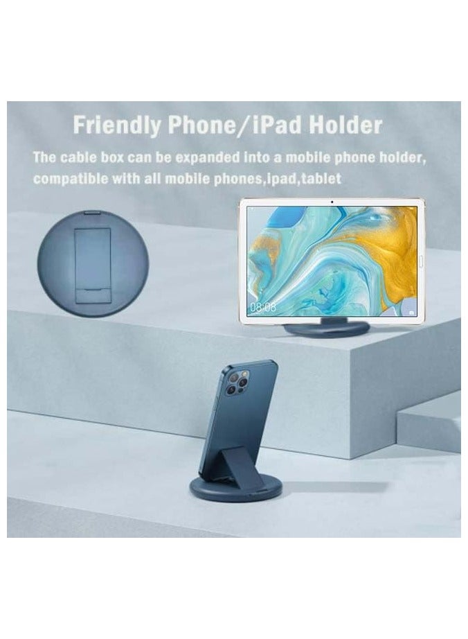 erorex USB Charging Adapter Cable Kit,USB charging cable storage box Conversion Set USB A & Type C to Male Micro/Type C/Lightning, Data Transfer, Card Storage, Tray Eject Pin, Phone Holder (blue) - Image 4