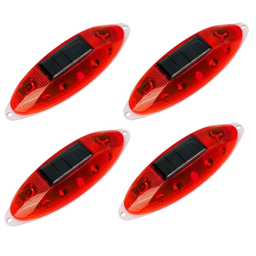 Aolyty Solar Strobe Warning Light Outdoor, Bright Solar Safety Flashing Light 4 Pack Road Signs IP54 Waterproof for Construction Site, Traffic, Dock, Marine, Stop Sign (Red) - Image 1