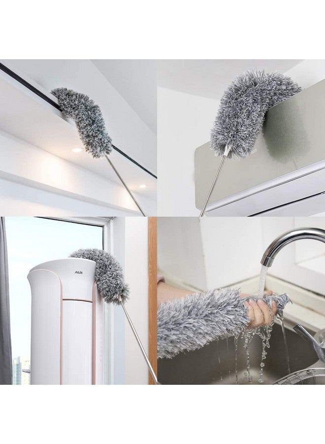 Hallstatt 2025 Upgraded Long Handle Microfiber Feather Fan Ceiling Duster for Dust Cleaning with extendable Pole 100 Inch with Anti Scratch Bendable Brush for Cleaning High roof Cobweb Stick | Grey - Image 4