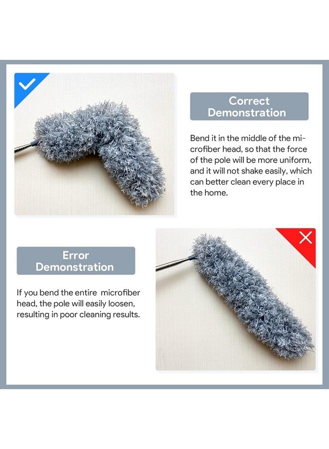 Hallstatt 2025 Upgraded Long Handle Microfiber Feather Fan Ceiling Duster for Dust Cleaning with extendable Pole 100 Inch with Anti Scratch Bendable Brush for Cleaning High roof Cobweb Stick | Grey - Image 3