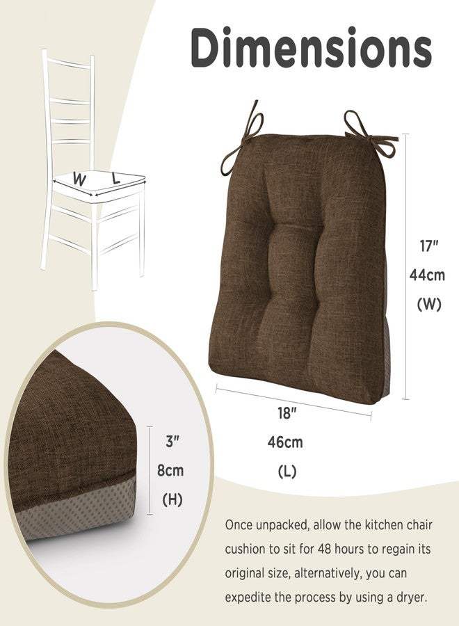 AddGrace Chair Cushions for Dining Chairs Set of 1 Kitchen Seat Cushions with Ties and Non Slip Backing Tufted Indoor Seat Pad for Kitchen Dining Room 18" x 17" x 3" Coffee - Image 2