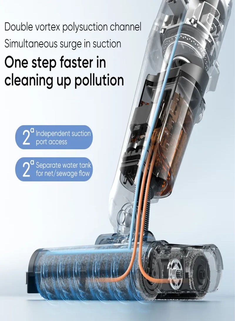Deerma Wet & Dry Vacuum Cleaner Double Roller Brush Head 500ml Water Tank IPX4 Waterproof Smart Vacuum Cleaner 500 ml 420 W VX20 White - Image 3