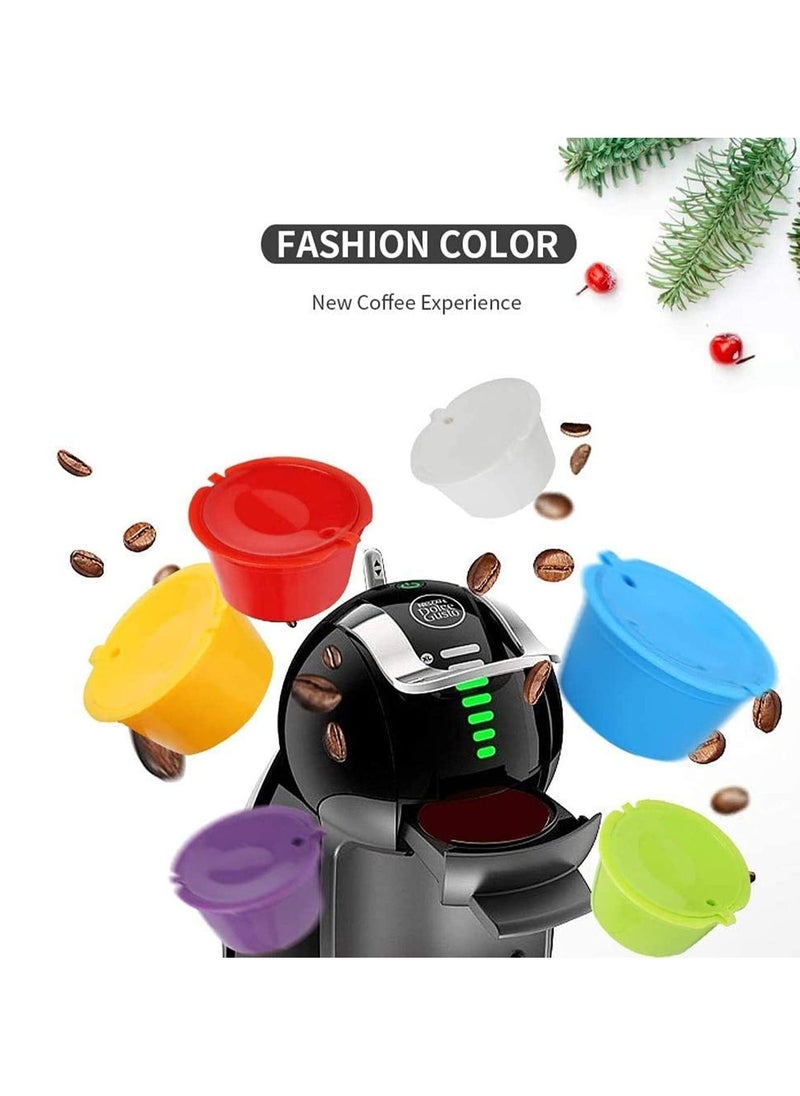 KASTWAVE Coffee Capsule Refillable Reusable 6 pcs, Colorful Refillable Capsule Pod Compatible Filter Cups BPA Free Coffee Pods with 1 Plastic Spoon and 1 Cleaning Brush  - Image 2