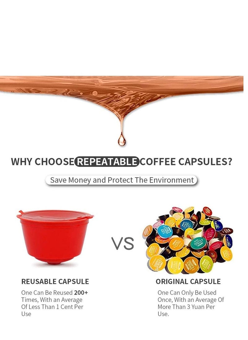 KASTWAVE Coffee Capsule Refillable Reusable 6 pcs, Colorful Refillable Capsule Pod Compatible Filter Cups BPA Free Coffee Pods with 1 Plastic Spoon and 1 Cleaning Brush  - Image 4
