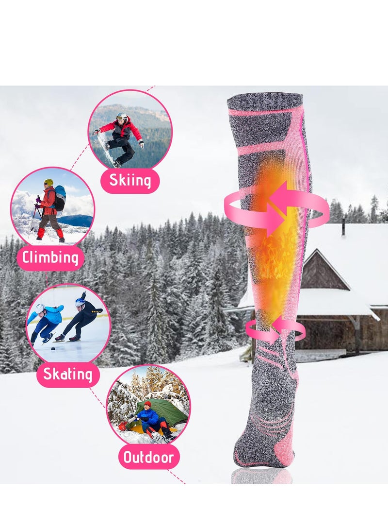 SYOSI جوارب تزلج للنساء والرجال، جوارب طويلة حتى الفخذ للتزلج في الشتاء الدافئ والتزلج على الجليد، زوج واحد/أرجواني - Image 5