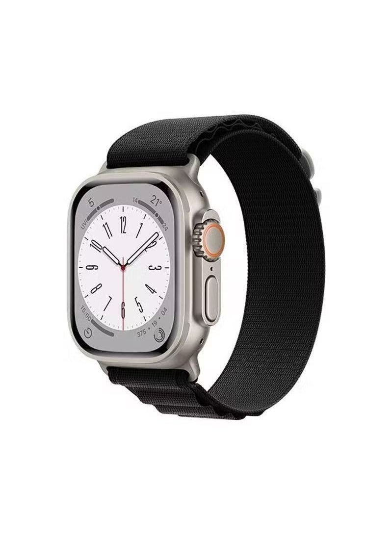 IAF - Alpine Loop For Apple Watch Band Series 8 42mm 44mm 45mm 49mm Nylon Sports Solo Loop Stretch Woven Straps For iWatch Series 8/7/6/5/4/3/2/1/SE/Ultra - Black - Image 1