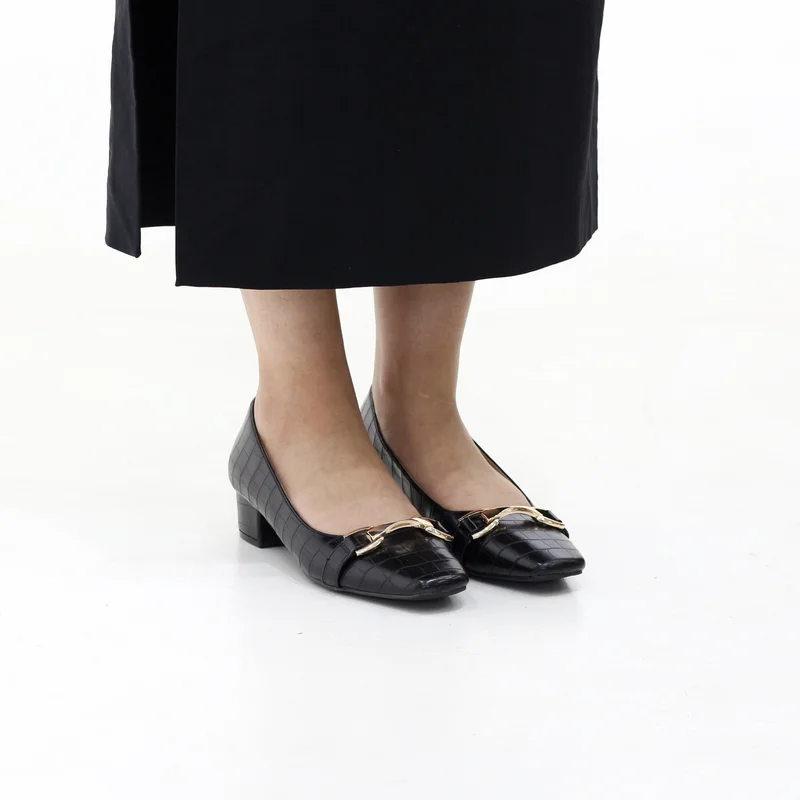 PRADINA LOW BLOCK 4CM HEEL WITH GOLD TRIM