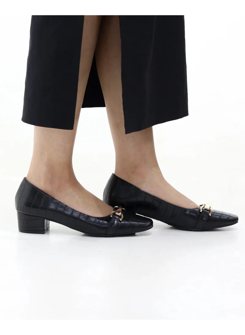 LAMARAPARIS PRADINA LOW BLOCK HEEL WITH GOLD TRIM