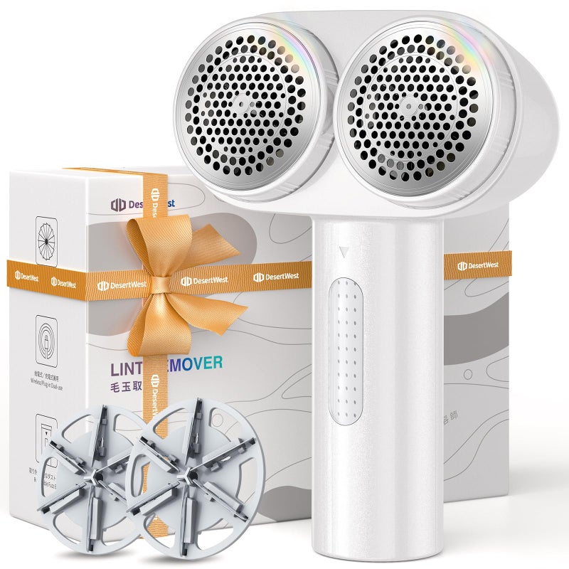 DesertWest Fabric Shaver 2000mah Rechargable Lint Remover Lint Shavers to Remove Pilling Sweater Shaver Large Electric Shaver for Clothes Couch Furniture