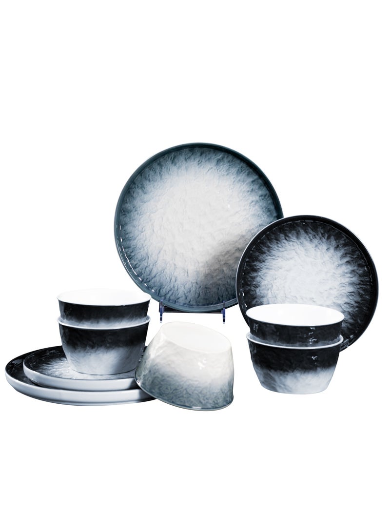 GOLD MANTIS Set of 12 Ceramic Plates and Bowls – 10-Inch & 8-Inch Plates, 5-Inch Bowls – Microwave, Dishwasher, Oven Safe – Elegant Tableware Set for Dining & Serving - Image 1