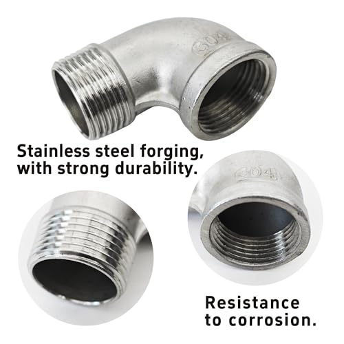 AUXBC 2Pcs 90 Degree Street Elbow, 1" NPT Male x 1" NPT Female, 304 Stainless Steel Pipe Fittings for Water Pipe, Air Pipe, PVC Tube with 1 Tape - Image 3