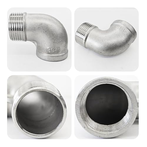 AUXBC 2Pcs 90 Degree Street Elbow, 1" NPT Male x 1" NPT Female, 304 Stainless Steel Pipe Fittings for Water Pipe, Air Pipe, PVC Tube with 1 Tape - Image 4