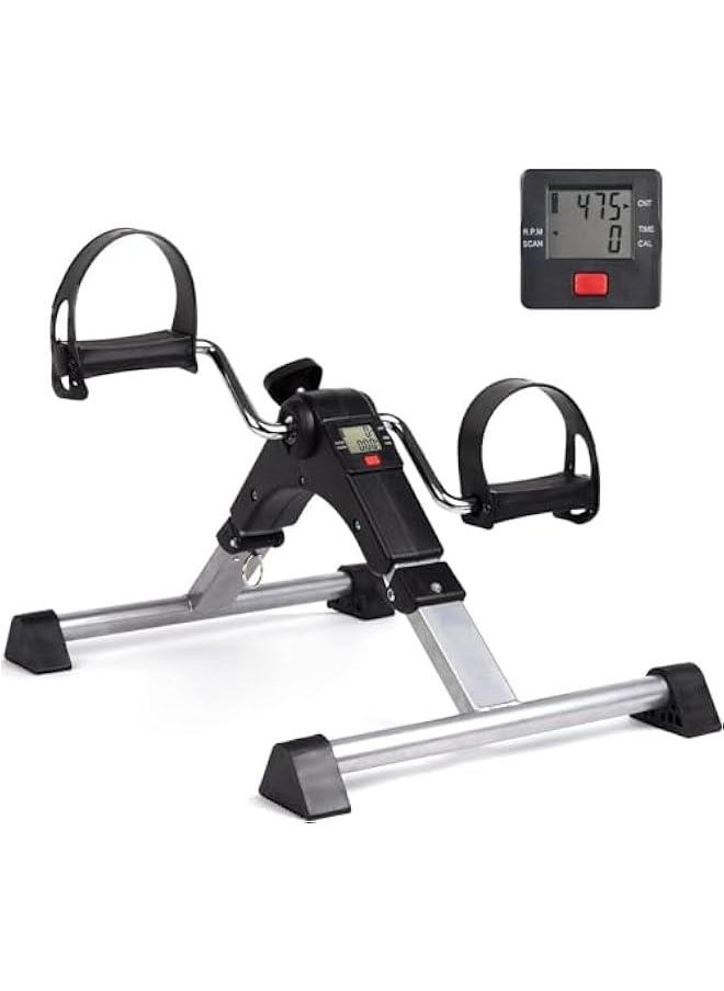 HOOKOR Under Desk Bike Pedal Exerciser for Seniors - Foldable Mini Exercise Bike Foot Pedal Exerciser with LCD Display, Peddler Exerciser for Legs and Arms Sitting Workout  - Image 1