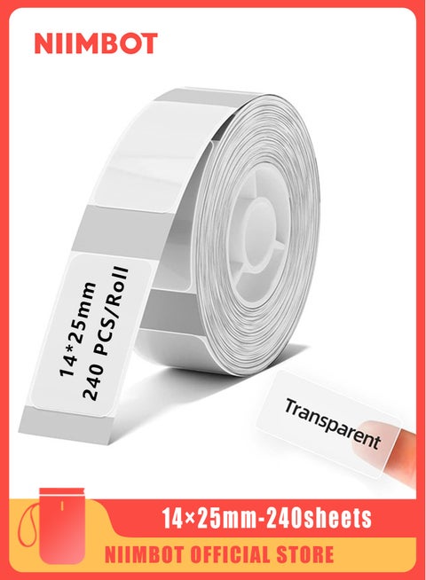 D11/D110/D101/H1S Label Maker,  Waterproof Transparent Thermal Label Paper for Barcode Printing 14x25mm, Clear