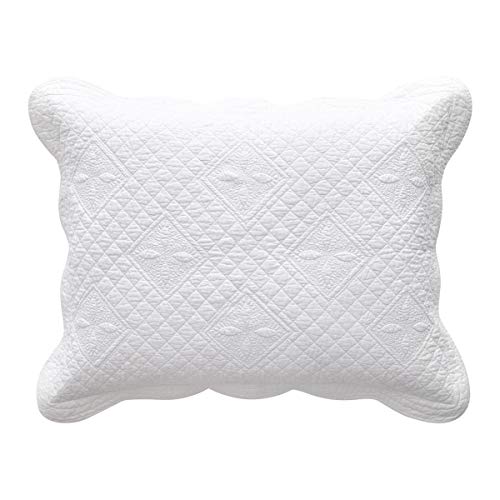 Calla Angel Sage Garden Luxury Pure Cotton Quilted Pillow Sham, Standard, 20x26, White - Image 1
