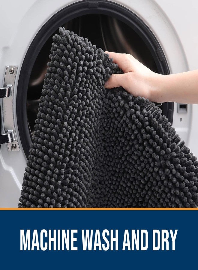 OLANLY Dog Door Mat for Muddy Paws, 2' x 3'11" (24 x 47 Inches), Absorbs Moisture and Dirt, Non-Slip Washable Doormat, Quick Dry Chenille Mud Mat for Dogs, Entryway Carpet for Indoor Floors, Dark Grey - Image 5