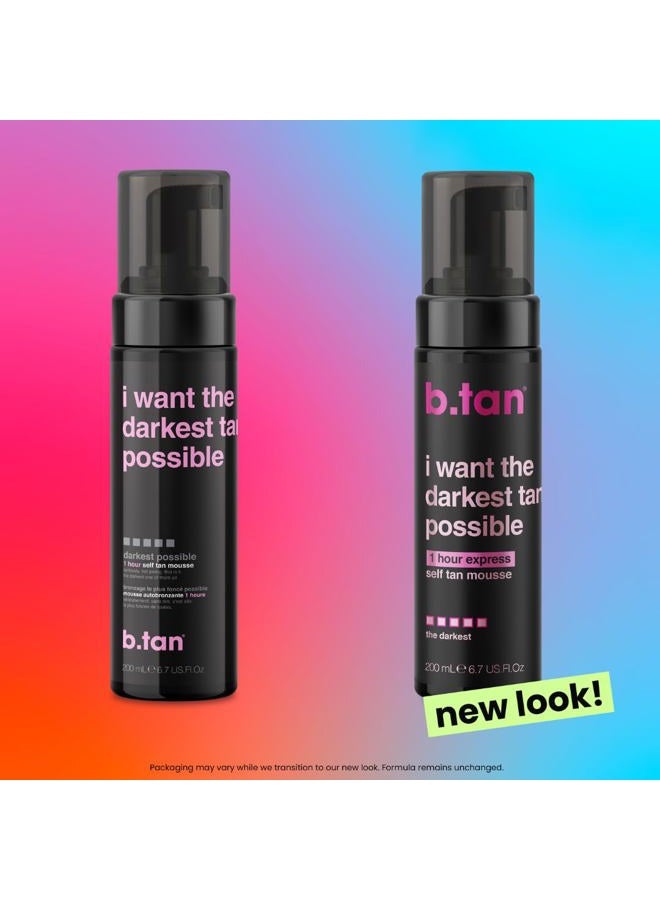b tan b.tan Ultra Dark Self Tanner Mousse | I Want The Darkest Tan Possible - Fast, 1 Hour Express Sunless Tanning Foam, Golden Bronzing Glow, Face & Body, No Fake Tan Smell, Vegan, Cruelty Free, 6.7 Fl Oz - Image 4