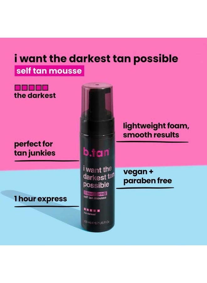 b tan b.tan Ultra Dark Self Tanner Mousse | I Want The Darkest Tan Possible - Fast, 1 Hour Express Sunless Tanning Foam, Golden Bronzing Glow, Face & Body, No Fake Tan Smell, Vegan, Cruelty Free, 6.7 Fl Oz - Image 3