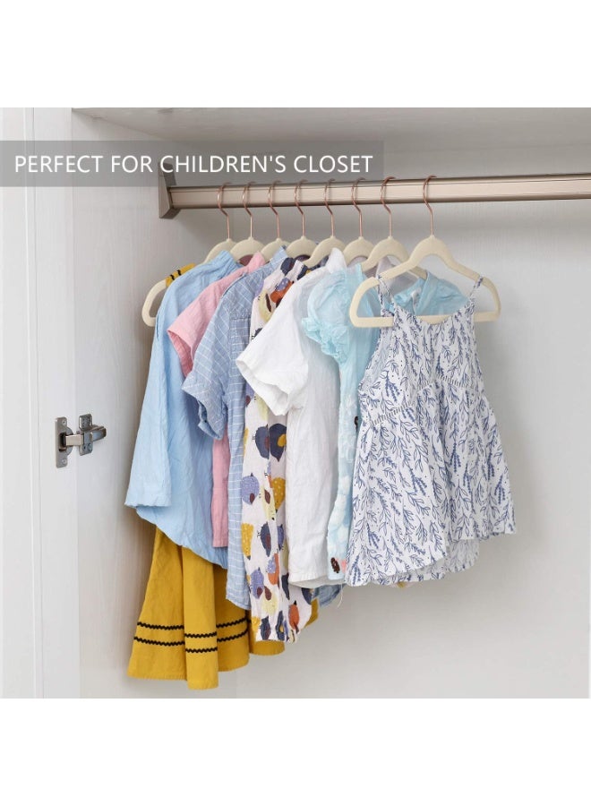 Red Dot Gift® 10-Pack Beige Kids Velvet Hangers 14" Wide with Copper Rose Gold Hooks - Nursery Clothes Hangers Non Slip Toddler Hangers. - Image 4
