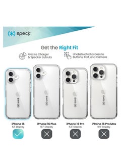 Speck Speck Clear iPhone 16 - Slim Phone Case iPhone 16 - iPhone 16 Phone Case - GemShell - Crystal Clear  - Image 3