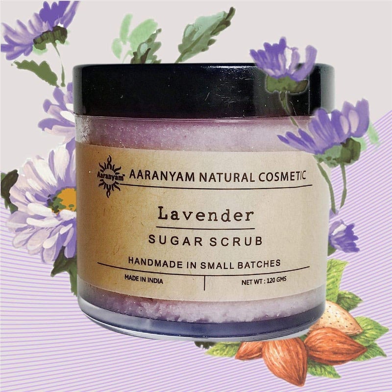 Aaranyam  Lavender Body Sugar Scrub for For Face  Body for Men  Women Revitalizing Tan Removal Scrub  Cleanser Scrub For Deep Exfoliation  Dead Skin Remover Scrub  Blackhead Remover Scrub  Skin Brightening Lightening 120 g - Image 2