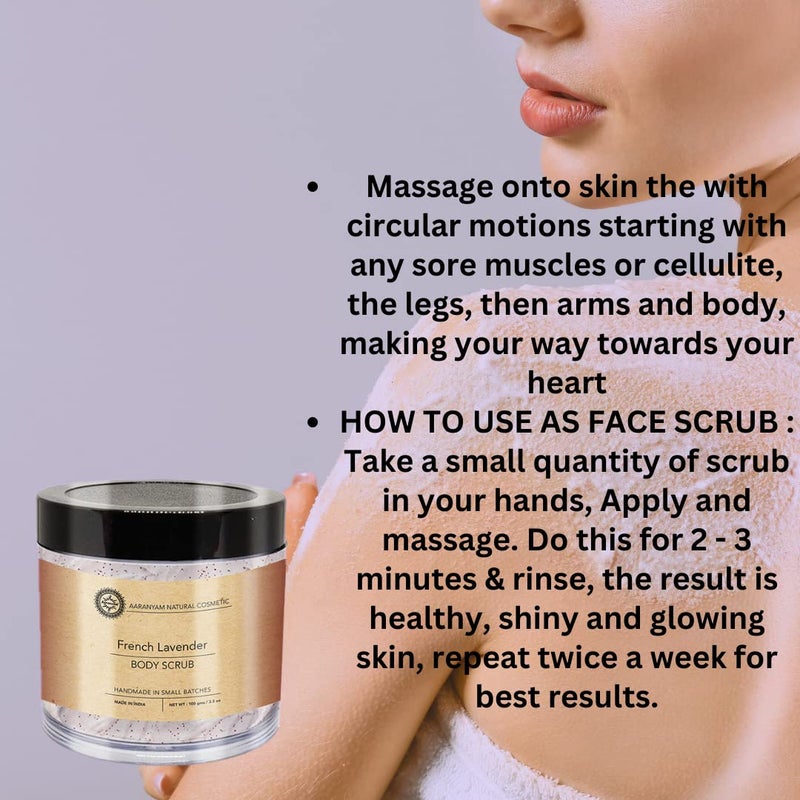 Aaranyam  Lavender Body Sugar Scrub for For Face  Body for Men  Women Revitalizing Tan Removal Scrub  Cleanser Scrub For Deep Exfoliation  Dead Skin Remover Scrub  Blackhead Remover Scrub  Skin Brightening Lightening 120 g - Image 3