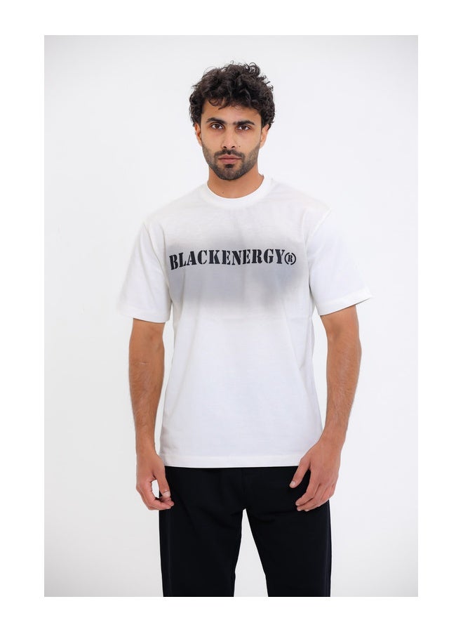 WHITE RABBIT "Black Energy" Printed White T-Shirt - Image 1
