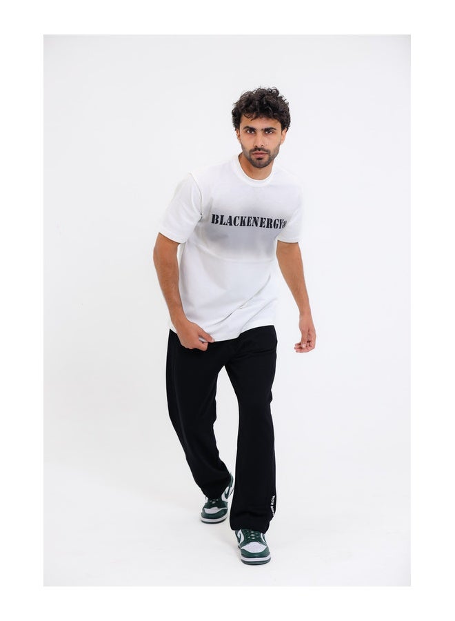 WHITE RABBIT "Black Energy" Printed White T-Shirt - Image 5