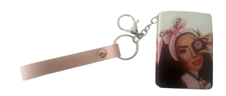 Pocket Cute Compact Mirror with Keychain and 1x2 Magnifying for Makeup Handbags and Travel  - Image 3