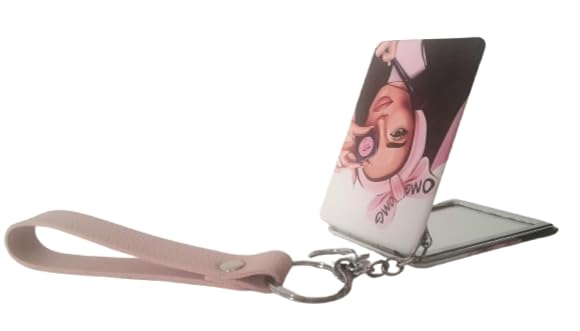 Pocket Cute Compact Mirror with Keychain and 1x2 Magnifying for Makeup Handbags and Travel  - Image 5