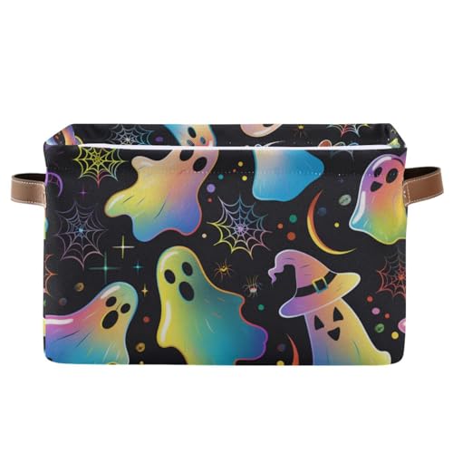 senya Halloween Storage Basket Halloween Colorful Print Foldable Fabric Collapsible Storage Bins Organizer Bag for Storage Clothes - Image 1