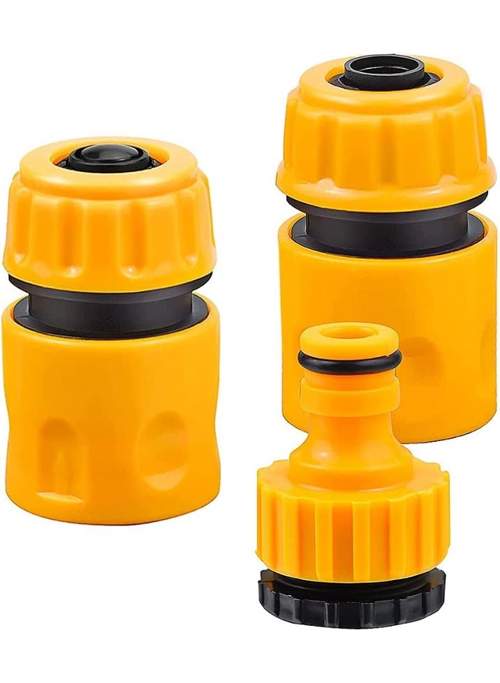 WEHAND 3PCS Hose Pipe Fitting Quick Water Connector Adaptor – Universal Garden & Lawn Tap Connector Kit for 1/2 inch & 3/4 inch Hoses – Durable ABS with Rubber Seal – Easy Installation for Irrigation, Car Wash & Home Use - Image 1