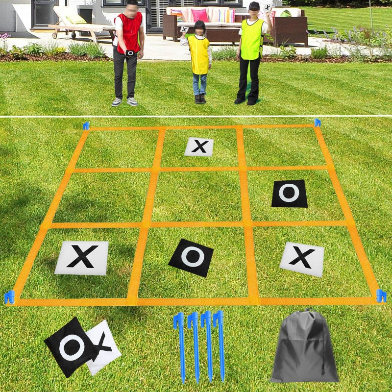 DHXGON Giant Tic Tac Toe Strap Game Outdoor 4FT x 4FT Portable Tic Tac Toe Bean Bag Toss with 10pcs Bean Bag Large Outdoor Lawn Yard Backyard Carnival Field Day Jumbo Yard Games for Family - Image 4