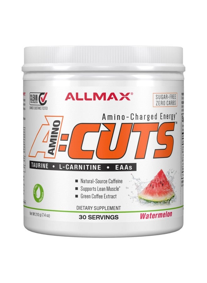 ALLMAX Nutrition AMINOCUTS (ACUTS), Amino-Charged Energy Drink with Taurine, L-Carnitine, Green Coffee Bean Extract, Watermelon, 30 Servings - Image 1