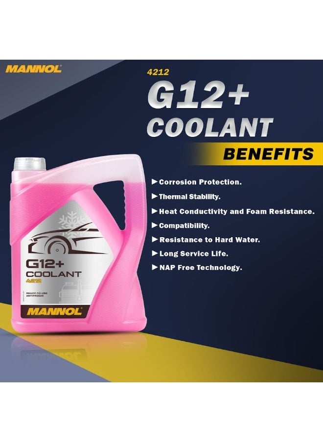 MANNOL MANNOL 5L Coolant Antifreeze G12+ RED Ready Mixed -30°C / +125 German Hi Spec  - Image 3