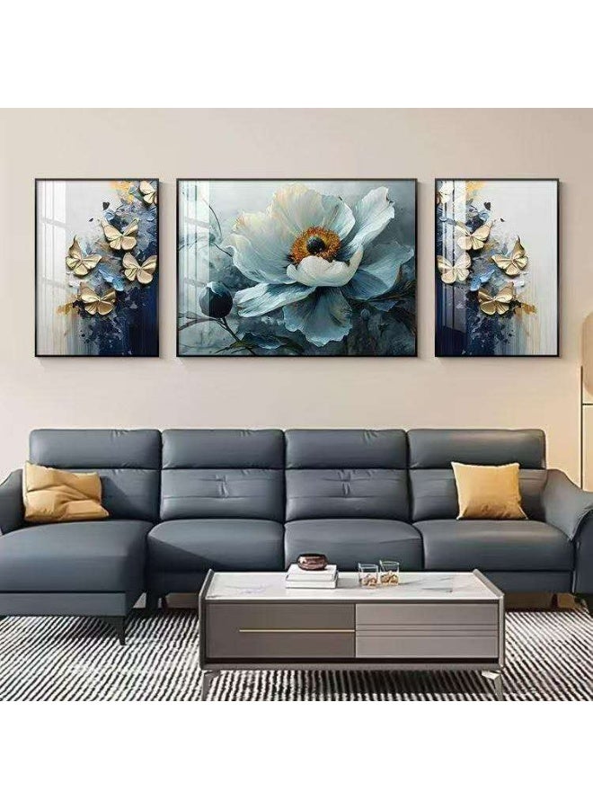 JOMILA Luxury Modern Wall Art Gold Framed Deer & Ginkgo Leaf Canvas Painting Animal Painting Living Room Porch Decor Crystal Porcelain Landscape Wall Art - Image 1