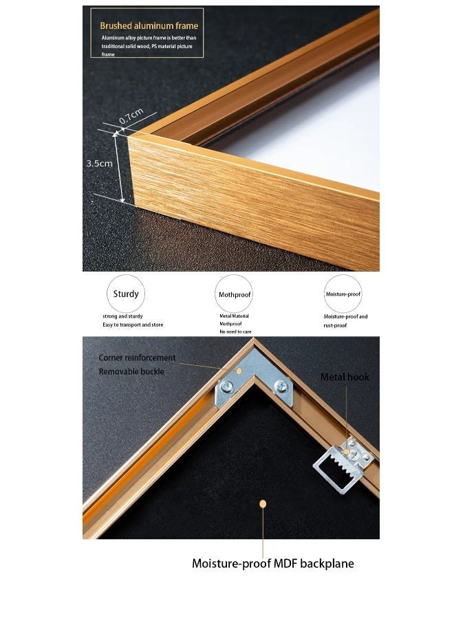 JOMILA Luxury Modern Wall Art Gold Framed Deer & Ginkgo Leaf Canvas Painting Animal Painting Living Room Porch Decor Crystal Porcelain Landscape Wall Art - Image 4