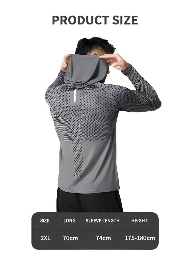 GROIC - Men's Sun Protection Long Sleeve T-Shirt Performance Running Shirts with hood,Gym Workout Active Long Sleeve Pullover Lightweight Hoodie Casual Hooded Sweatshirts - Image 1