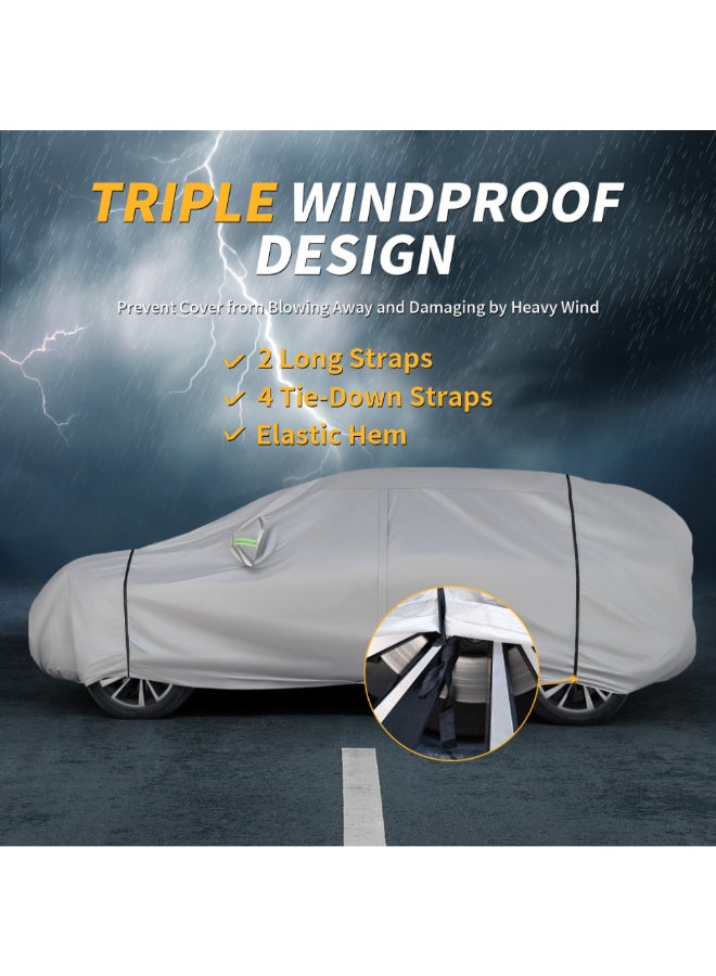 WAGAN Triple Windproof Design All Weather Protection Car Cover Light Grey 120 x 200 x 570 cm #5103-4 - Image 5