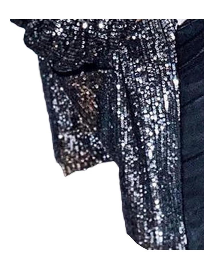 بليزر نسائي لامع مفتوح من الامام مزين بالترتر من شو داي للحفلات المسائية باكمام طويلة وتصميم رفيع وتصميم عصري مفتوح من الامام بمقاس كبير - Image 5