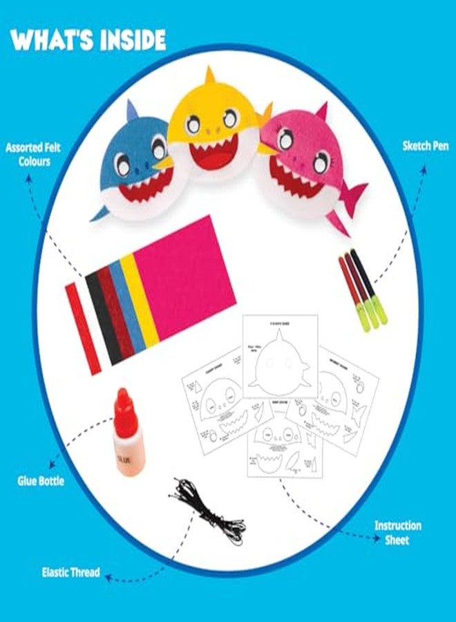 Funskool Handy Crafts Baby Shark Mask Party & Finger Puppets, Birthday Themed Party, Make 2 Soft Masks & 6 Finger Puppets for Boys & Girls, Art and Craft Kit, Ages 5 Years and Above, Multicolour - Image 3