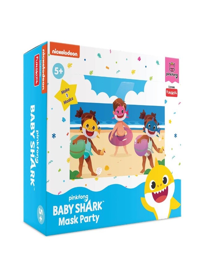 Funskool Handy Crafts Baby Shark Mask Party & Finger Puppets, Birthday Themed Party, Make 2 Soft Masks & 6 Finger Puppets for Boys & Girls, Art and Craft Kit, Ages 5 Years and Above, Multicolour - Image 1